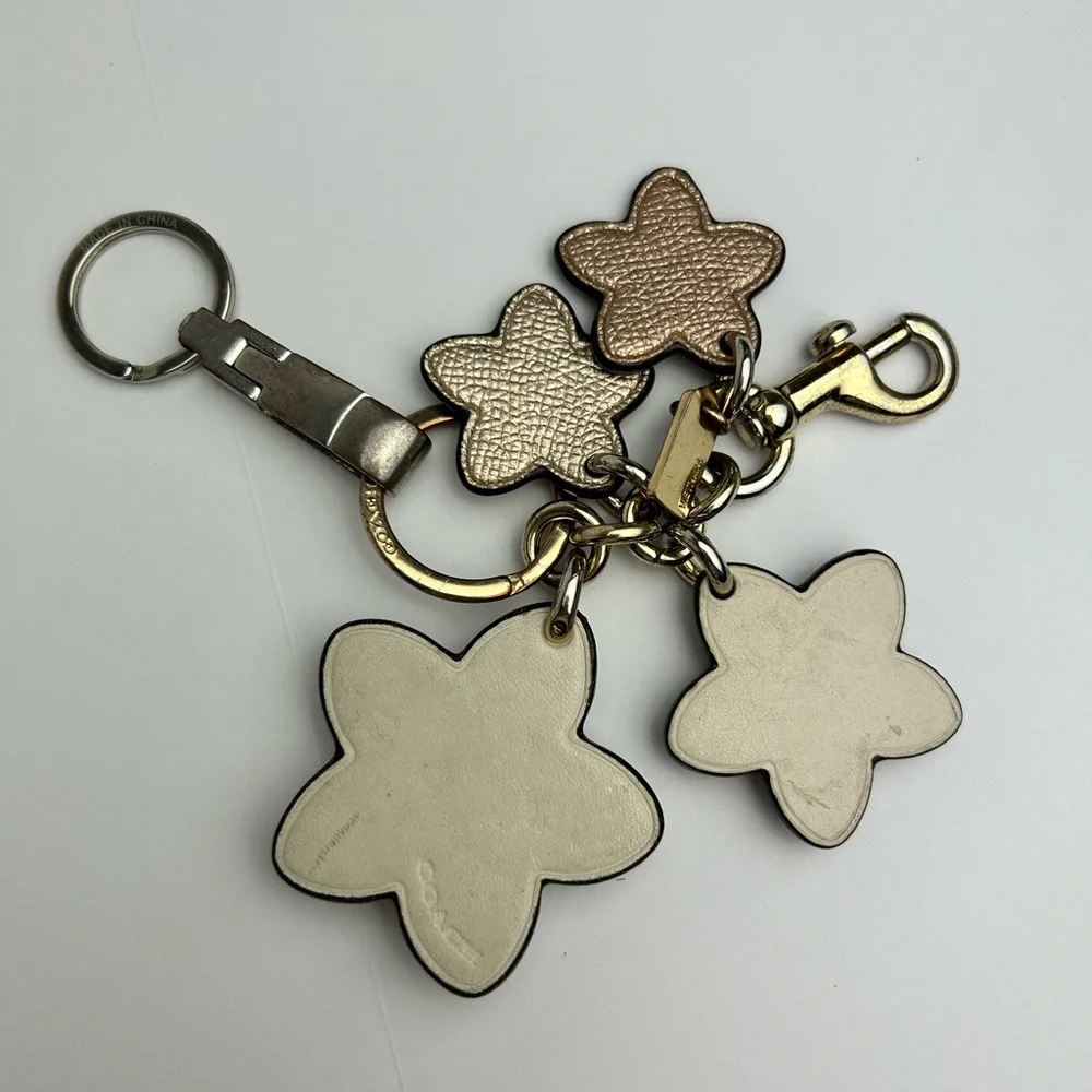 Coach Floral Charm Keychain in Gold and Silver